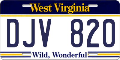 WV license plate DJV820