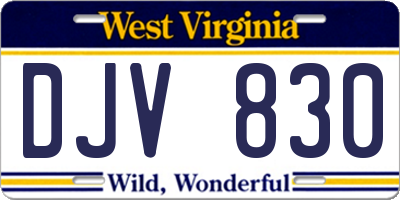 WV license plate DJV830