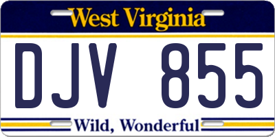 WV license plate DJV855