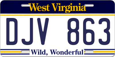 WV license plate DJV863