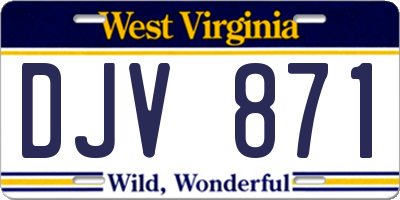 WV license plate DJV871