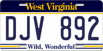 WV license plate DJV892