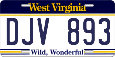 WV license plate DJV893