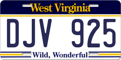 WV license plate DJV925
