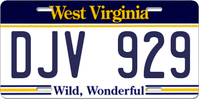 WV license plate DJV929