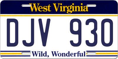 WV license plate DJV930