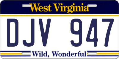 WV license plate DJV947