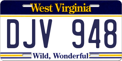 WV license plate DJV948
