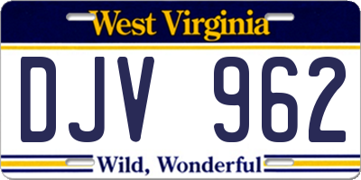 WV license plate DJV962