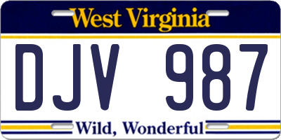 WV license plate DJV987
