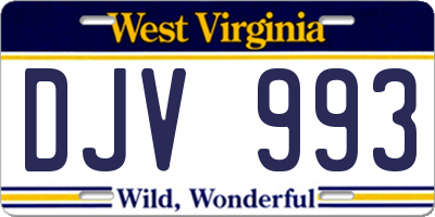 WV license plate DJV993