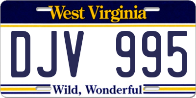 WV license plate DJV995