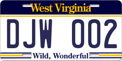 WV license plate DJW002