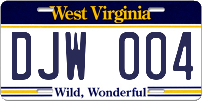 WV license plate DJW004