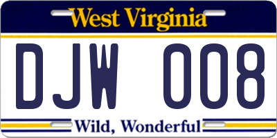 WV license plate DJW008