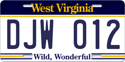 WV license plate DJW012