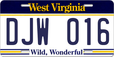 WV license plate DJW016