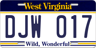 WV license plate DJW017