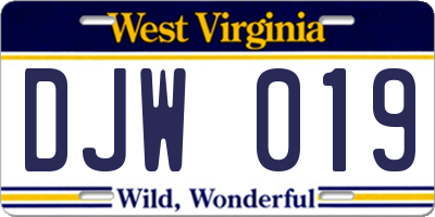 WV license plate DJW019
