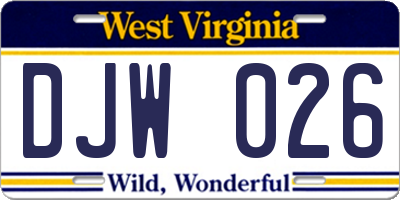 WV license plate DJW026