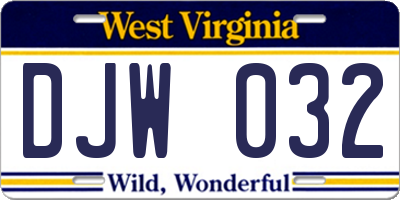 WV license plate DJW032