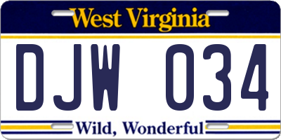 WV license plate DJW034