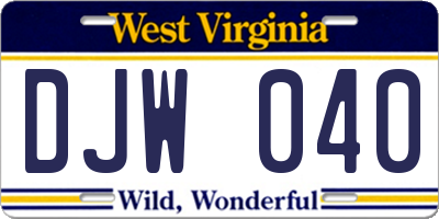 WV license plate DJW040