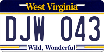 WV license plate DJW043