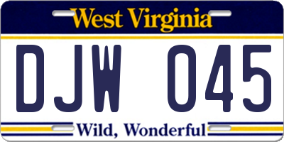 WV license plate DJW045