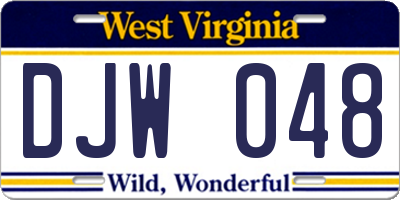 WV license plate DJW048