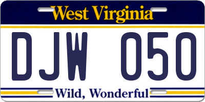 WV license plate DJW050