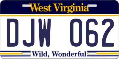 WV license plate DJW062