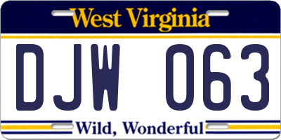 WV license plate DJW063