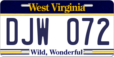 WV license plate DJW072