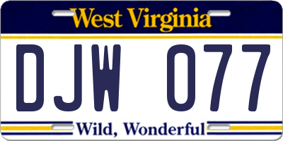WV license plate DJW077