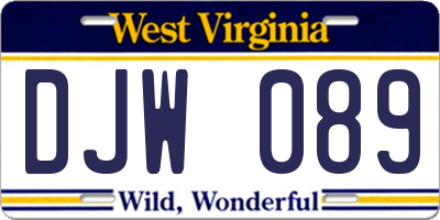 WV license plate DJW089