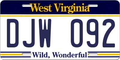WV license plate DJW092