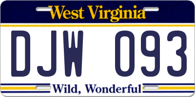 WV license plate DJW093
