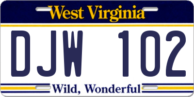 WV license plate DJW102