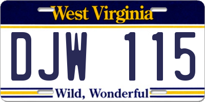 WV license plate DJW115