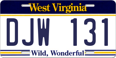 WV license plate DJW131