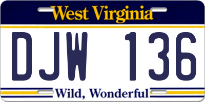 WV license plate DJW136