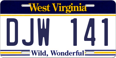 WV license plate DJW141