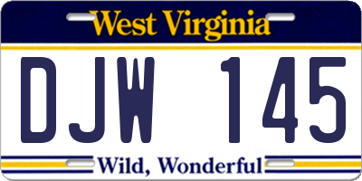 WV license plate DJW145