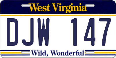 WV license plate DJW147