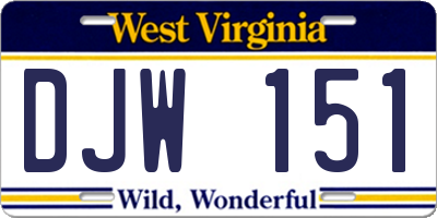 WV license plate DJW151