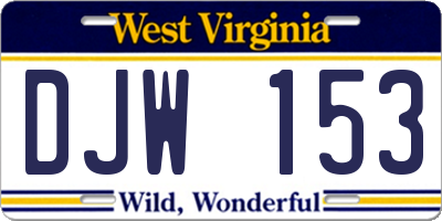 WV license plate DJW153