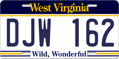 WV license plate DJW162
