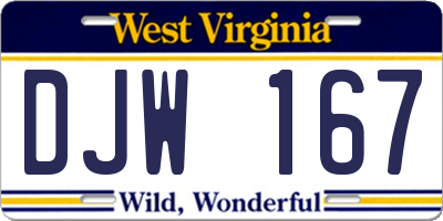 WV license plate DJW167