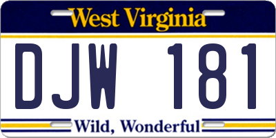 WV license plate DJW181